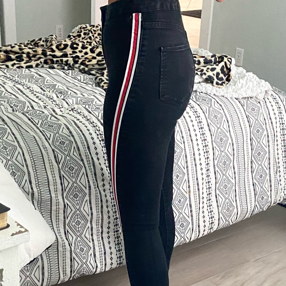 TIGHT SKINNY VERY HIGH WASTE JEANS(stripes)